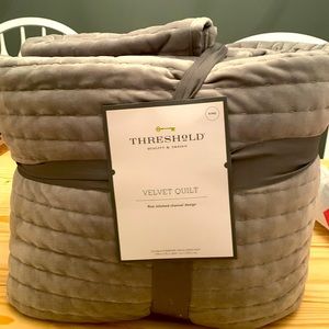 Threshold King Gray Velvet Quilt